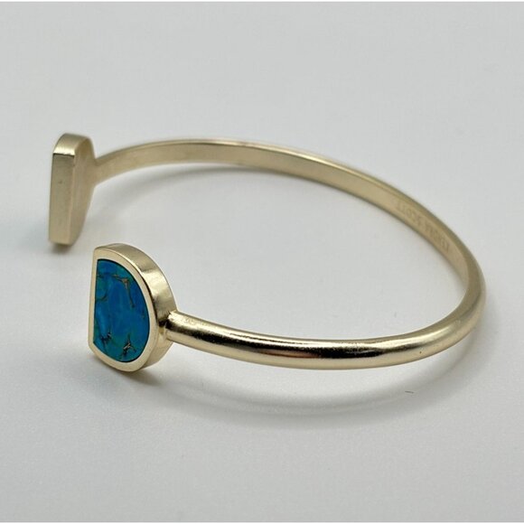 Kendra Scott Gold Tone Cuff Bracelet With Blue Stone Insets - Picture 7 of 8